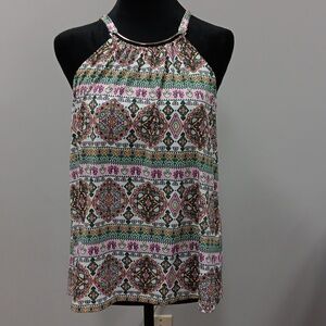 Always Indigo XL Multi colored top with metal silver tone accent